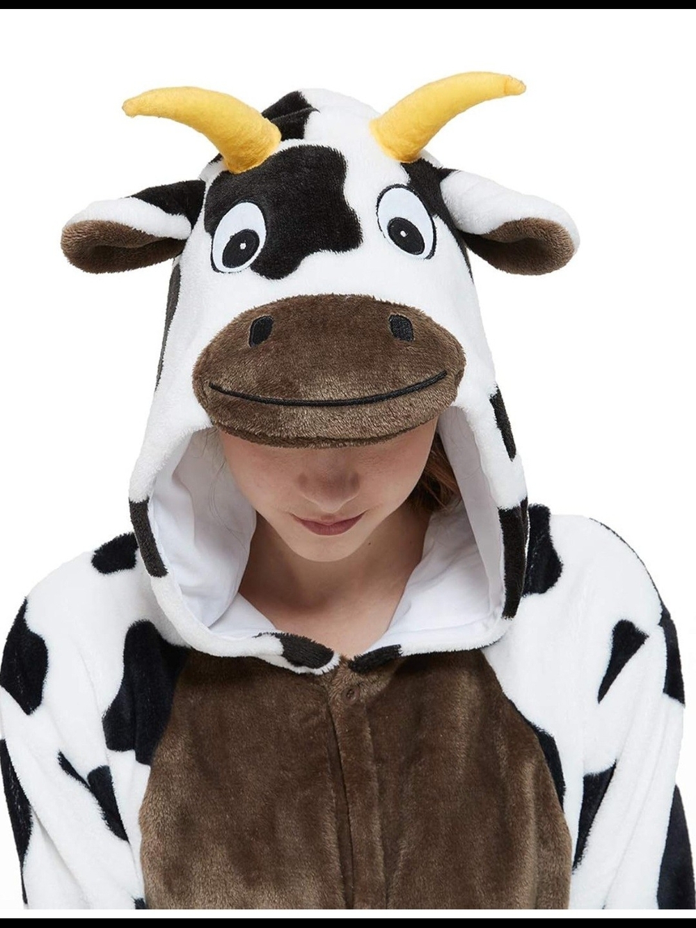 Unisex Adult Cow Onesie (Size S) Costume - Black & White Plush
